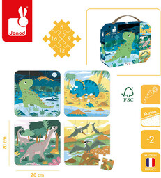 Puzzle progresywne w walizce Dinozaury 4 układanki 6,