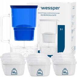 Dzbanek filtrujący szklany Wessper aquamax 3l 10x Filtr