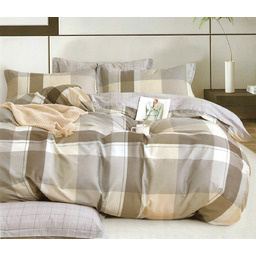 Pościel z satyny bawełnianej dwustronna w kratę SBA-086