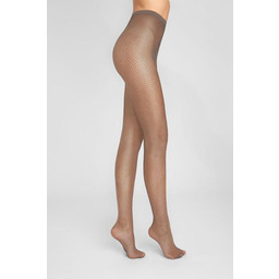 Rajstopy damskie kabaretki o żakardowym splocie mocca Charly
