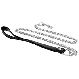 Metal and leather chain leash