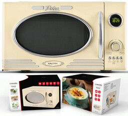 Kuchenka Mikrofalowa Grill Mikrofalówka Retro 1000W 23L Kremowa