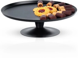 Patera na tort stalowa czarna na nóżce 24