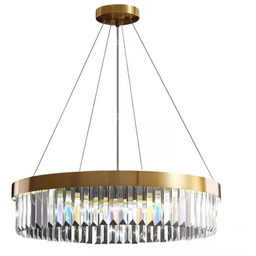 Luxita - żyrandol kryształowy 80cm Mosiądz Złoty ring