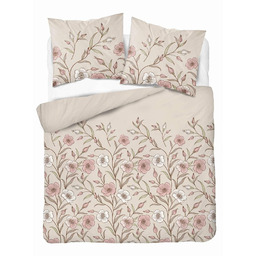 Detexpol Pościel flanelowa 160x200 beżowa w polne kwiaty
