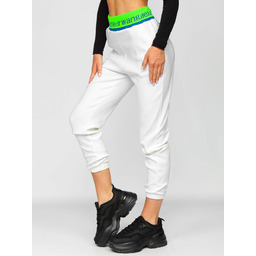 Białe spodnie dresowe damskie Denley H1007A