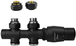 Zawór termostatyczny prosty 50mm TWINS czarny strukturalny Pex