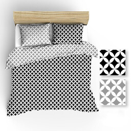 Karo Pościel bawełniana 140x200 R042 szara czarna maroko