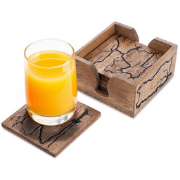 Podstawki pod kubek w stojaku drewniane MANGO 6