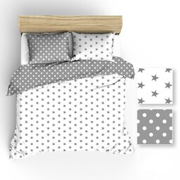 Karo Pościel bawełniana 140x200 R009 szara biała gwiazdki