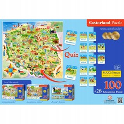 Maxi Układanka Puzzle Mapa Polski Castor Kolorowa Rozrywka