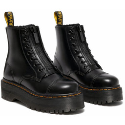 DR MARTENS CZARNE LAKIEROWANE BOTKI Z GRUBĄ PODESZWĄ