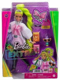 Lalka Barbie Extra biała tunika / neonowe zielone