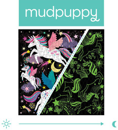 Mudpuppy, Puzzle rodzinne świecące w ciemności Jednorożce, 300