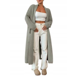 SHEIN SWETER DŁUGI BRĄZOWY DAMSKI CASUAL S 11DB