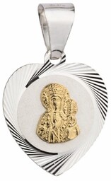Srebrny Medalik z Pozłacaną Matką Boską w Sercu