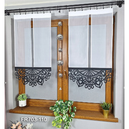 Firany panelowe zestaw 2 paneli z czarnym ażurem