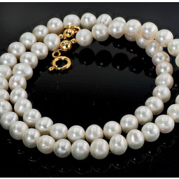 Prawdziwe Piękne Perły Naszyjnik Certyfikat Złote Srebro