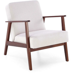 Elior Tapicerowany jasnobeżowy fotel lisek prl W7-L47