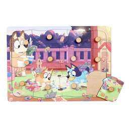 Drewniana układanka puzzle z uchwytami 12 elem. Bluey