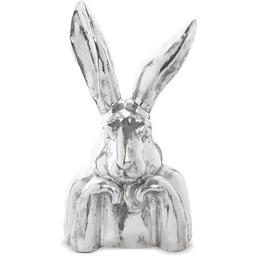 Figurka dekoracyjna królik wielkanocny srebrny 48x26x19,5 128167