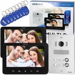 Wideodomofon Dwurodzinny 2 Monitory Podtynkowy Czytnik Breloki Furtka