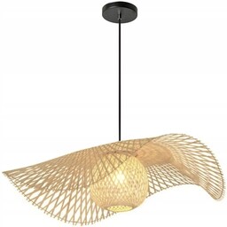 Lampa Wisząca Sufitowa Bambusowa Wiklina Kapelusz Boho Natural
