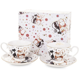 Filiżanki koty zestaw filiżanek 2 filiżanki + 2
