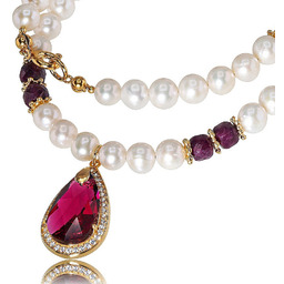 Naturalny Rubin Prawdziwe Perły Kryształy Oryginalny Naszyjnik Złote