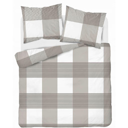 Pościel 220x200 cm Kratka krata Beżowa Nude Bawełna