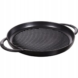 Staub Okrągła patelnia żeliwna grillowa z dwoma uchwytami