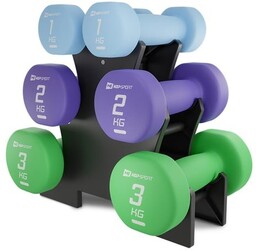 Zestaw Hantli Fitness Okrągłych 12 Kg Ze Stojakiem