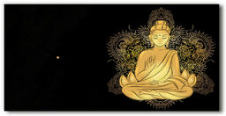 Zegar ścienny szklany cichy Siedzący budda