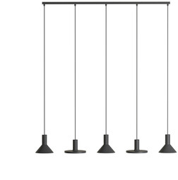 Lampa wisząca HERMANOS V BLACK dł. 132cm 5xGU10