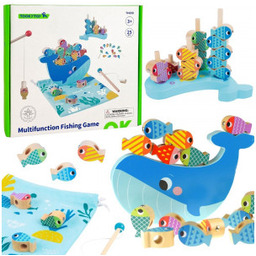 Zabawka Tooky Drewniana Gra Wieloryb Rybki Wielofunkcyjna 4w