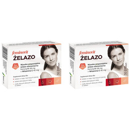 Zestaw Feminovit Żelazo, 2 x 30 tabletek powlekanych