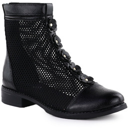 Botki damskie siateczkowe z kwiatami czarne Jezzi 130