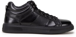 Męskie sneakersy ze skóry naturalnej sznurowane czarne
