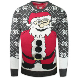 Sweter Świąteczny z Mikołajem, z Poduszką Imitującą Brzuch,