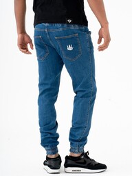 Spodnie Jeansowe Jogger Męskie Niebieskie Jigga Crown XXL