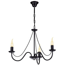 Lumes Czarny żyrandol świecznikowy trzyramienny S2-E97
