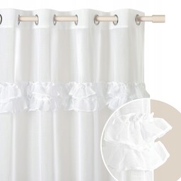 Firana gotowa 300x250 firanka z falbanami na przelotkach