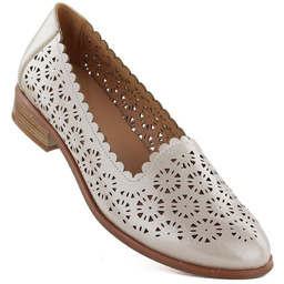 Półbuty damskie ażurowe złote Potocki SZ12320