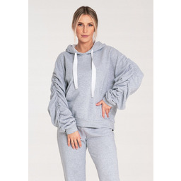 Bluza damska z bufiastymi rekawami i kapturem -