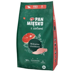 PAN MIĘSKO Wołowina z królikiem (dorosły) chrupki M