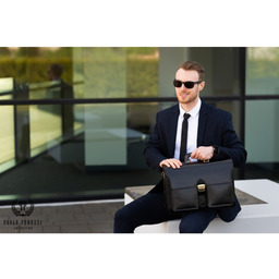 Włoska teczka skórzana męska Paolo Peruzzi N02 czarna