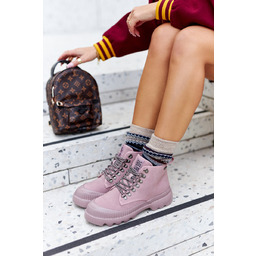 Skórzane Trapery Botki Big Star II274367 Różowe-38