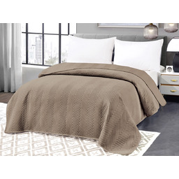 Narzuta welwetowa pikowana ciemnobeżowa NLM-08