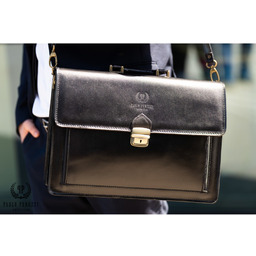 Skórzana teczka aktówka PAOLO PERUZZI N03-BL czarny