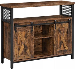 Komoda z drzwiami Przesuwnymi Rustykalna Styl Vintage Ciemny